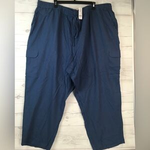 Womens 4X NY&C Linen Blend Patch Pocket Ankle Pant Rich Blue ~ NWT